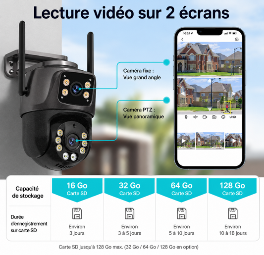 Caméra PTZ WiFi 8MP Intelligente