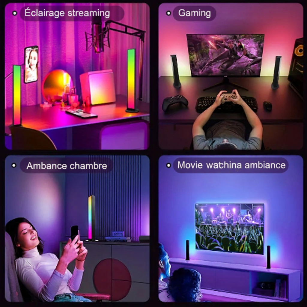 Barres LED RGB Connectées – Ambiance Gaming & Musique