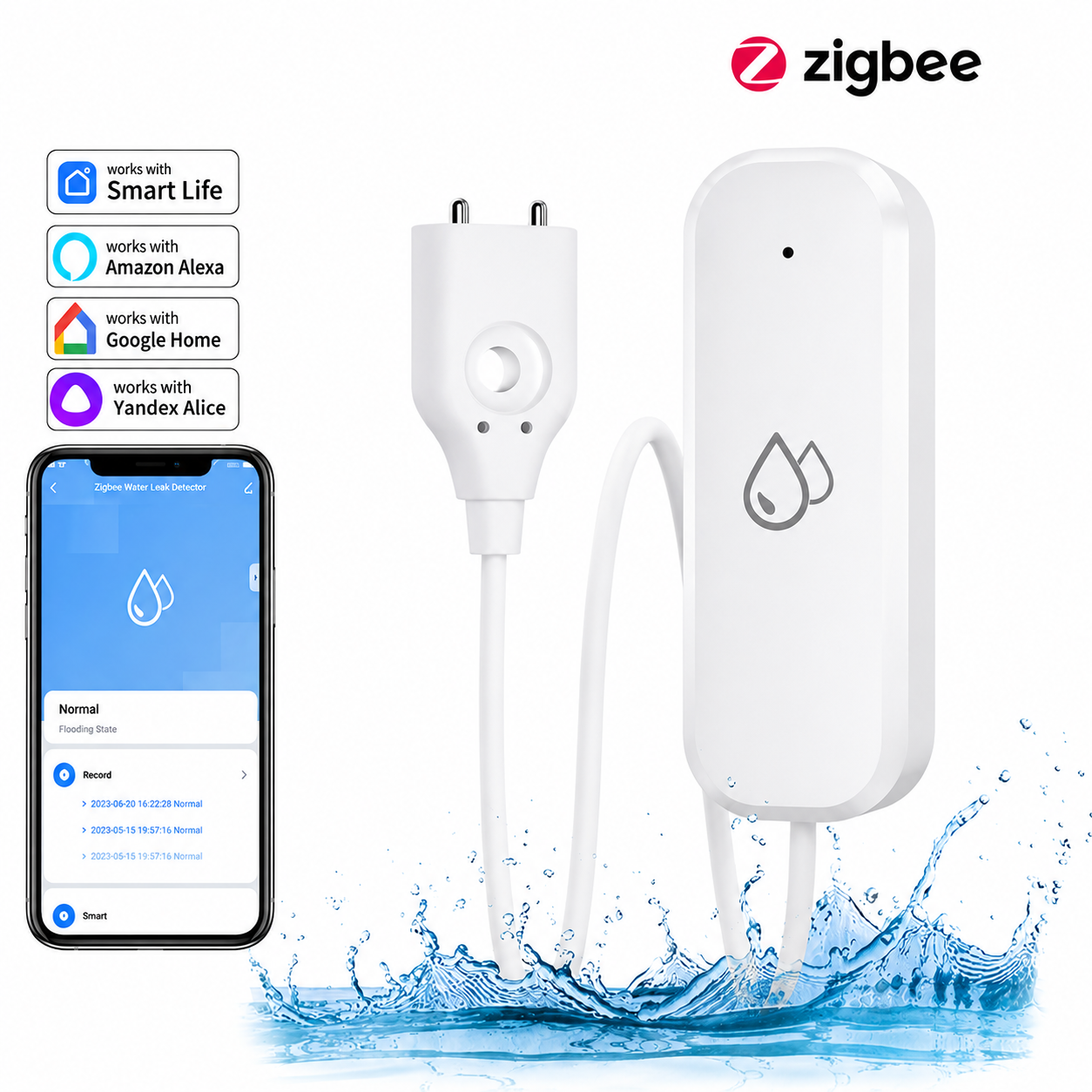 Capteur de Fuite d'Eau Zigbee – Détecteur Intelligent Tuya / Smart Life
