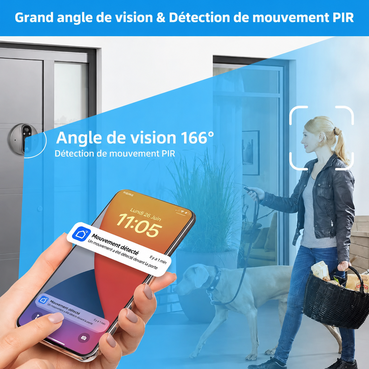Judas Numérique Connecté WiFi 1080P Tuya – Écran 4,3" | Détection PIR | Alexa & Google