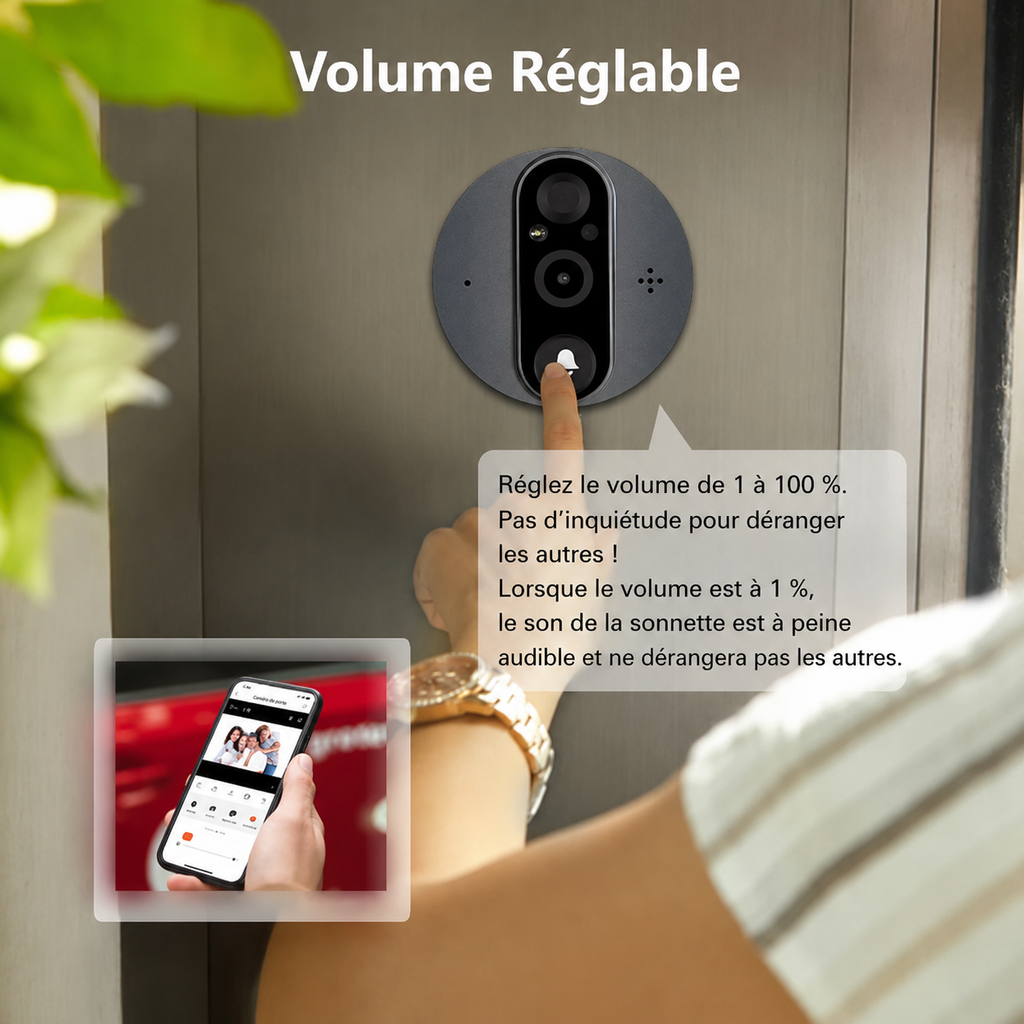 Judas Numérique Connecté WiFi 1080P Tuya – Écran 4,3" | Détection PIR | Alexa & Google