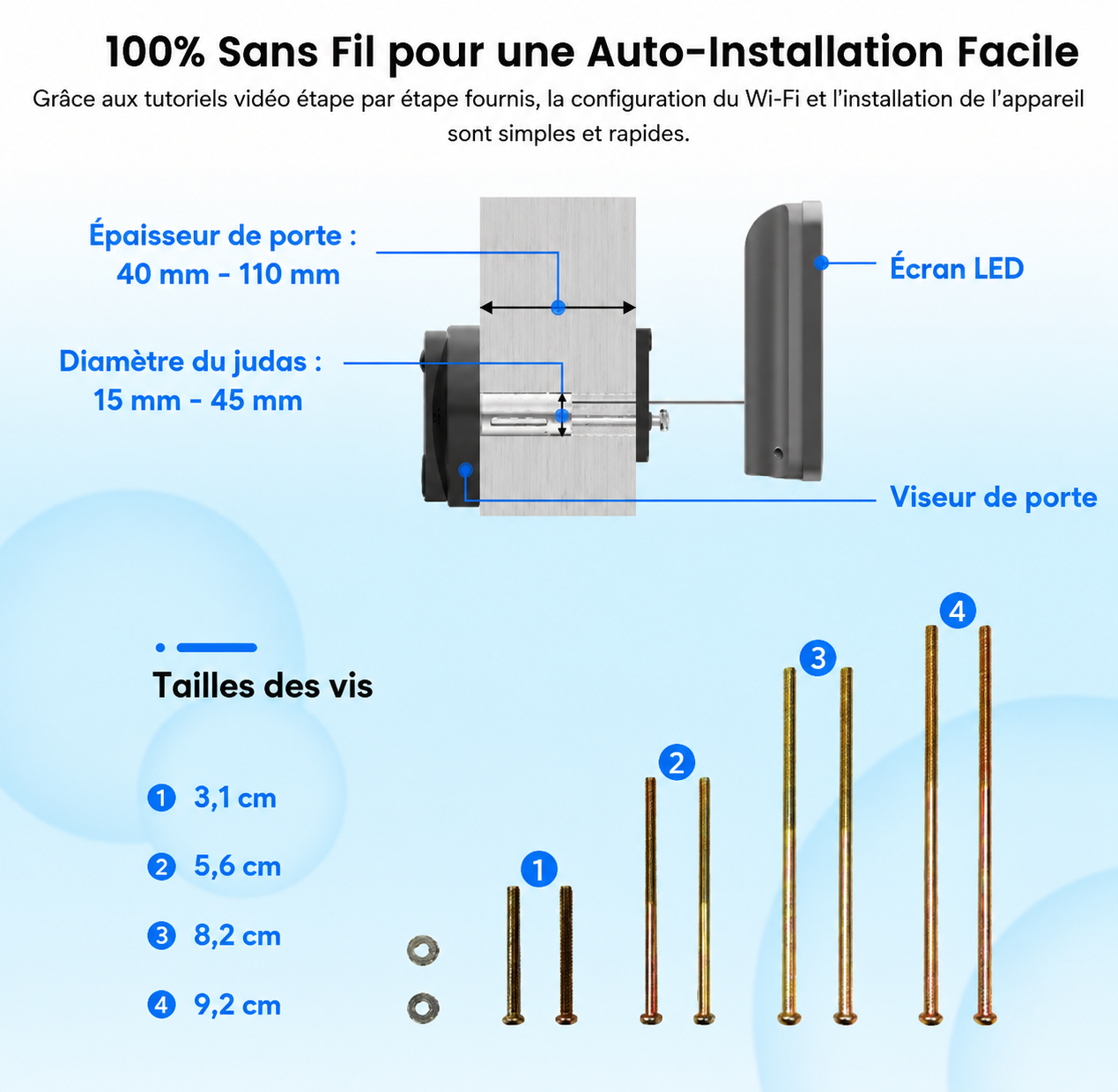Judas Numérique Connecté WiFi 1080P Tuya – Écran 4,3" | Détection PIR | Alexa & Google
