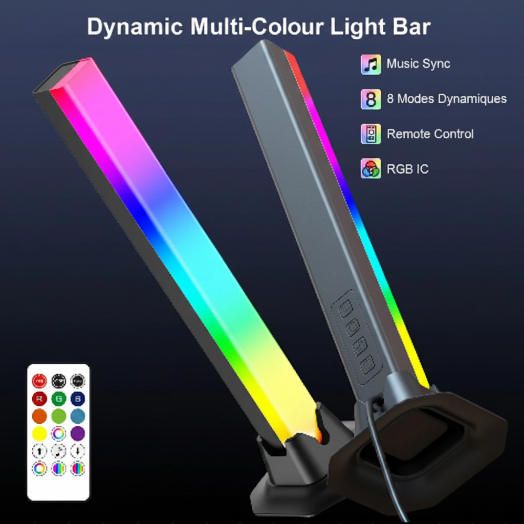 Barres LED RGB Connectées – Ambiance Gaming & Musique