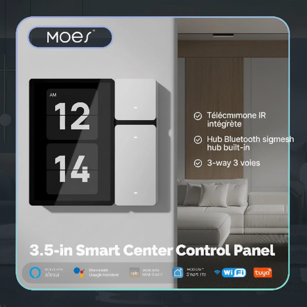 Panneau de Contrôle Intelligent MOES 3,5" – Écran Tactile WiFi, Bluetooth & IR | Compatible Alexa & Google Home